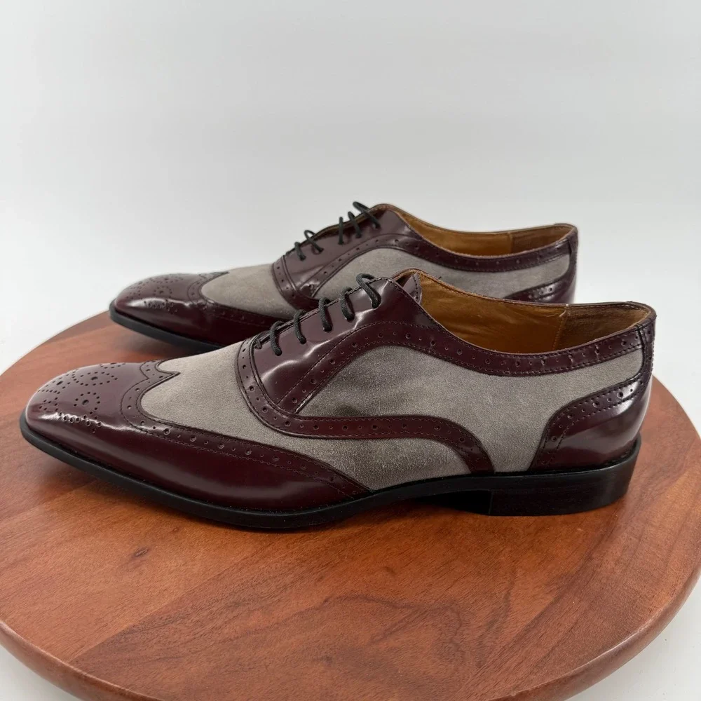 Paul Frederick Cuoio Wingtip Square Toe Oxford Dress Shoes  Italy Mens 12